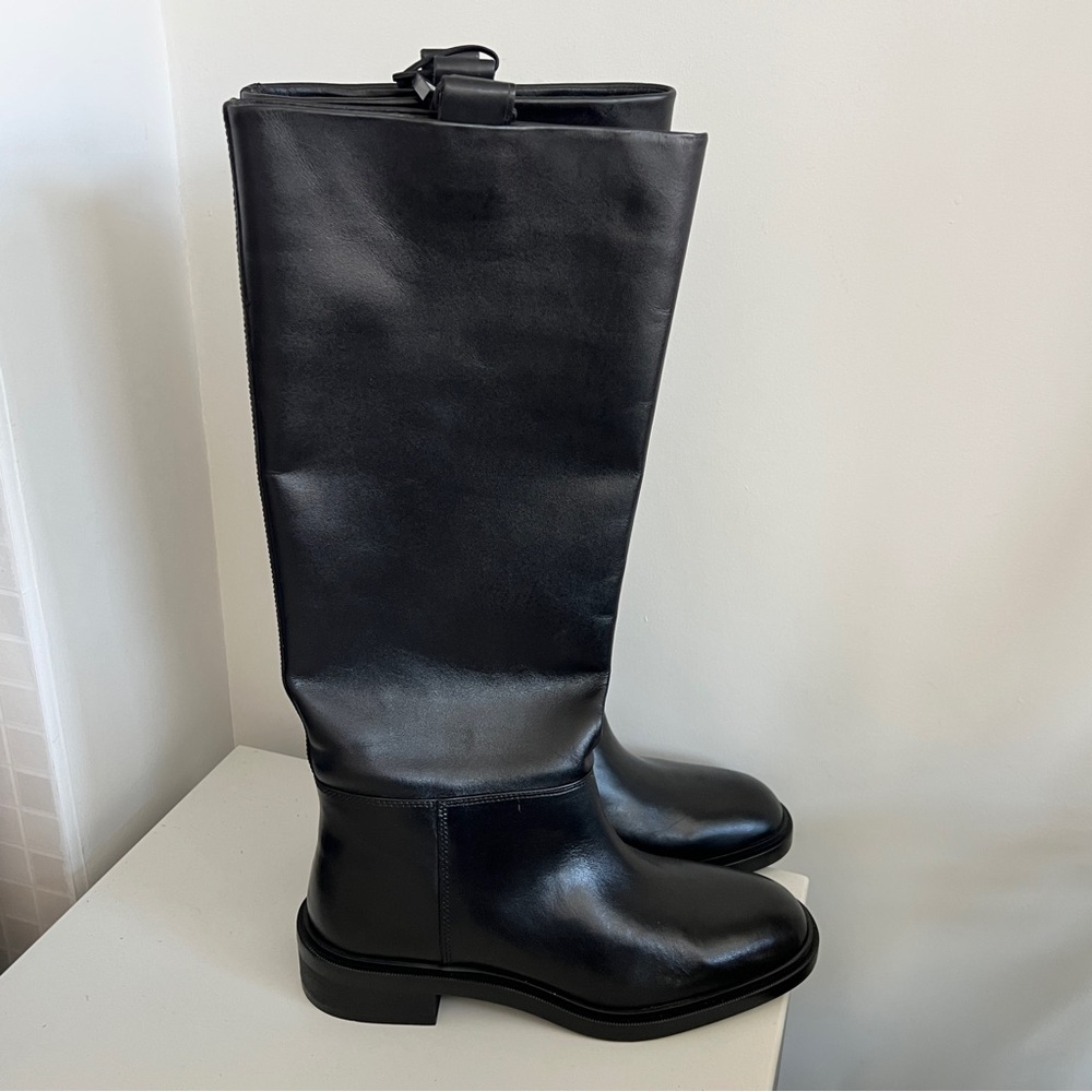 Zara black knee high equestrian riding flat boots - Picture 6 of 11